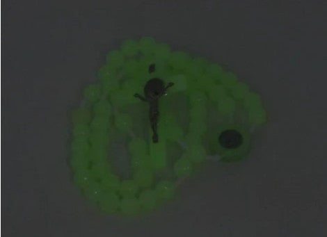 ST BENEDICT 10mm ROSE BUD GLOW IN THE DARK ROSARY