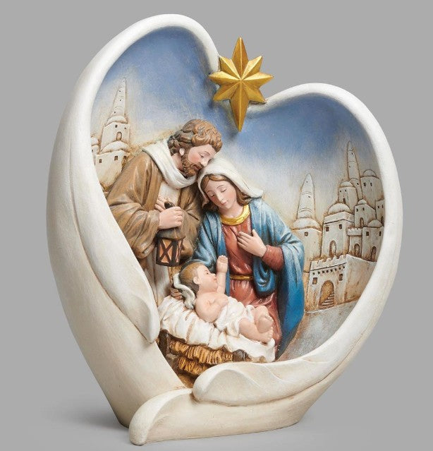 10" Holy Family Wrapped In City Wings -Nativity