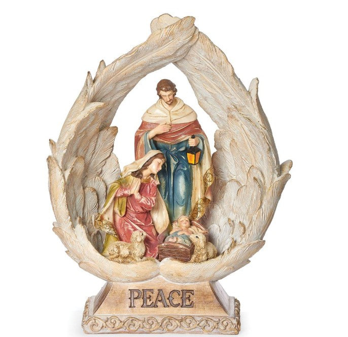 HOLY FAMILY IN WINGS PEACE FIGURE