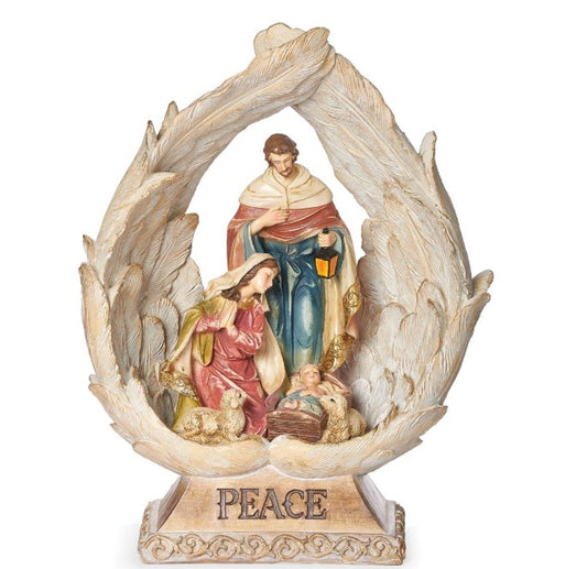 HOLY FAMILY IN WINGS PEACE FIGURE