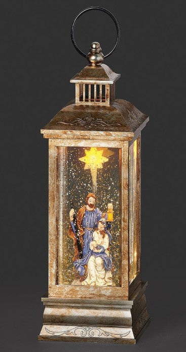 LIGHTED SWIRL LANTERN LIT STAR, HOLY FAMILY