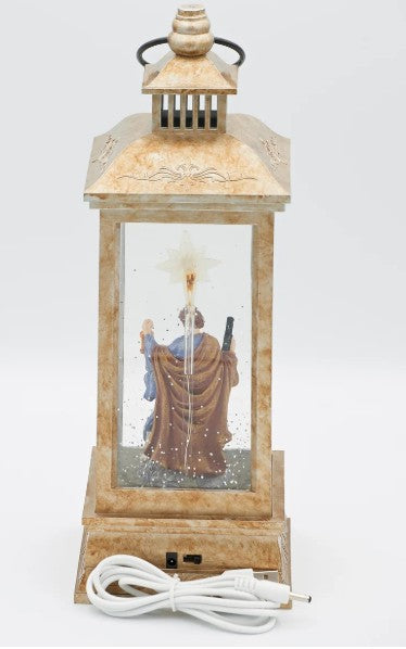LIGHTED SWIRL LANTERN LIT STAR, HOLY FAMILY