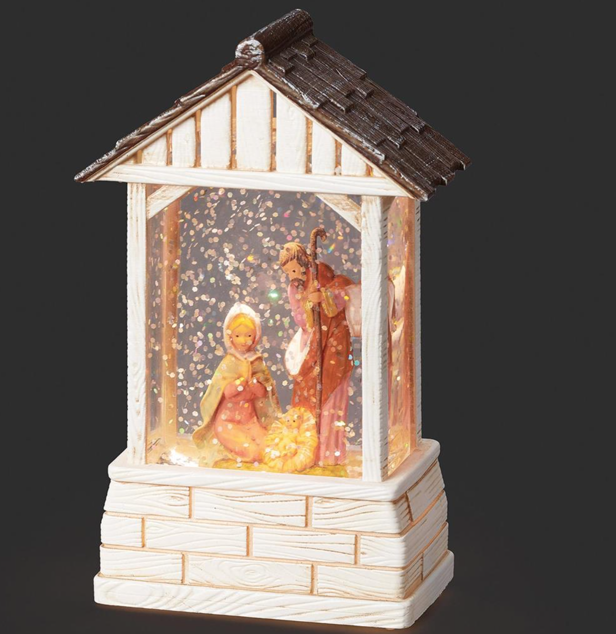 FONTANINI LIGHTED HOLY FAMILY SHIMMER STABLE