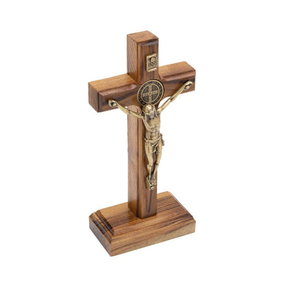 5" ST. BENEDICT WOODEN CROSS WITH STAND
