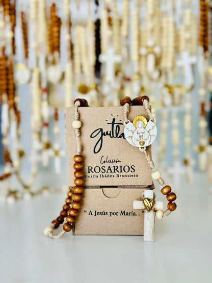 ANGEL OF LOVE ROSARY -CARAMEL BROWN & IVORY