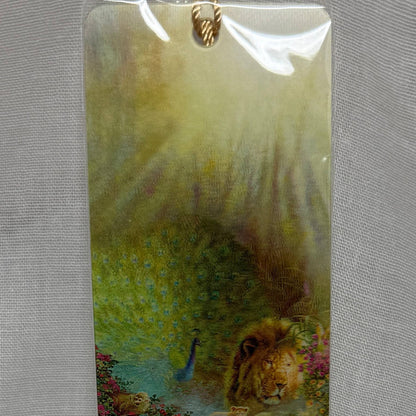 3D LENTICULAR BOOKMARK: LION & PEACOCK IN EDEN