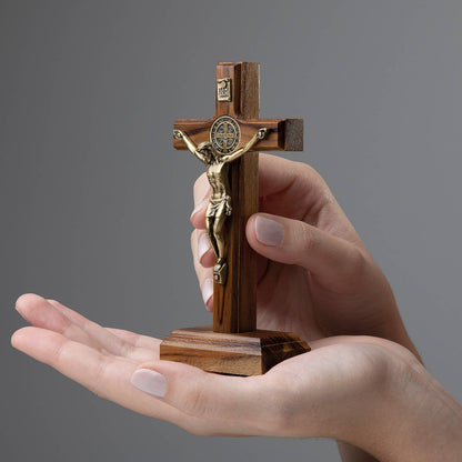 5" ST. BENEDICT WOODEN CROSS WITH STAND