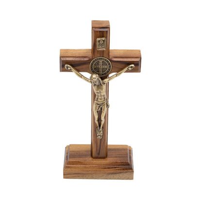 5" ST. BENEDICT WOODEN CROSS WITH STAND