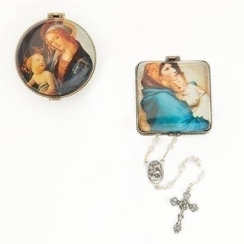 1.5"H MADONNA IMAGE ROSARY BOX