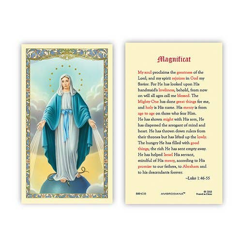 OUR LADY OF GRACE "MAGNIFICAT" PRAYER CARD