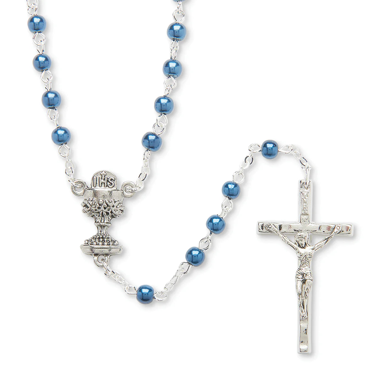 BLUE COMMUNION ROSARY GREY