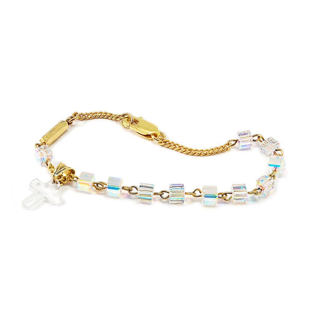 STERLING SILVER GOLD-PLATED ROSARY BRACELET