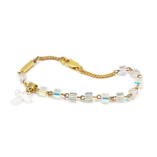 STERLING SILVER GOLD-PLATED ROSARY BRACELET