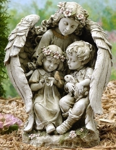 ESTATUA DEL JARDÍN DEL ÁNGEL CON LOS NIÑOS | ANGEL CON NIÑOS PARA JARDIN