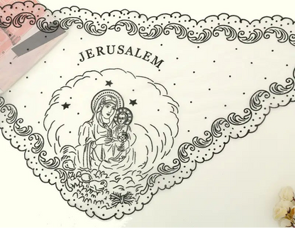 JERUSALEM EMBROIDERED VEIL - WHITE