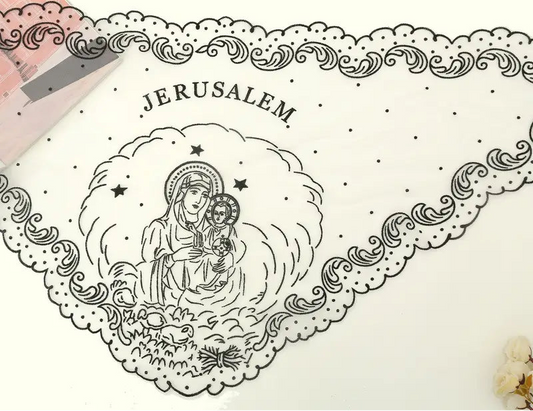 JERUSALEM EMBROIDERED VEIL - WHITE