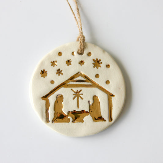 GOLD LEAF NATIVITY ORNAMENT