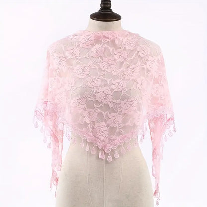 WOMEN'S LACE TRIANGLE CHAPEL VEIL W/ TASSEL -BREATHABLE