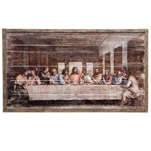 21"H THE LAST SUPPER FRAMED PANEL W/ LEAFING | PANEL ENMARCADO DE LA ULTIMA CENA