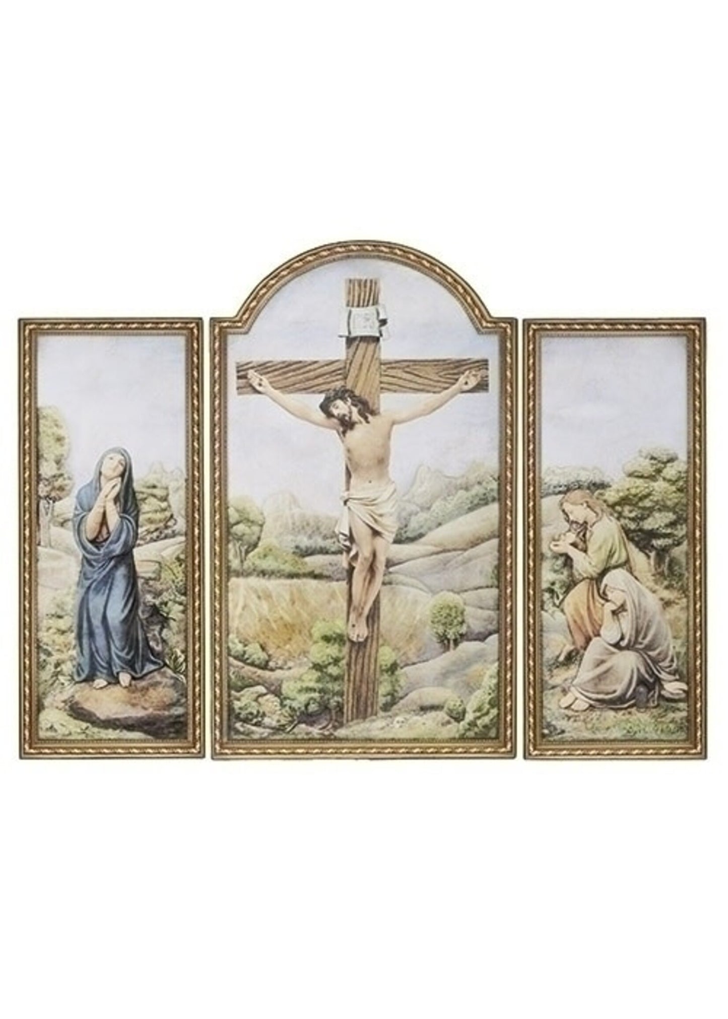 20"H CRUCIFIXION TRIPTYCH PANEL