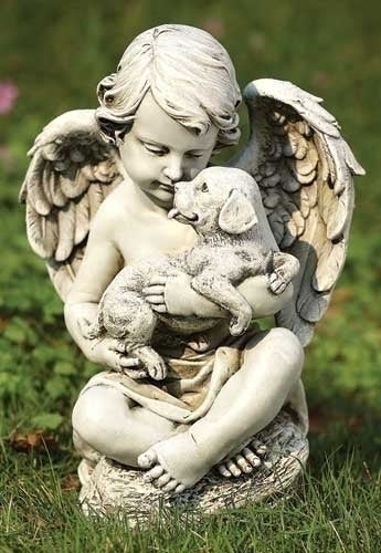 CHERUB W/ PUPPY GARDEN STATUE | QUERUBIN CON PERRITO PARA JARDIN