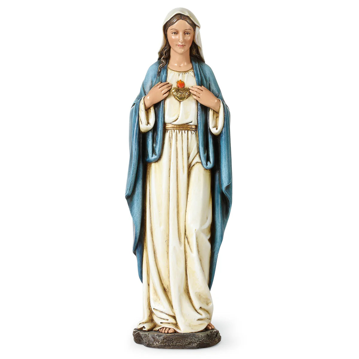 FIGURA DEL INMACULADO CORAZÓN DE MARÍA DE 9.75" DE ALTO, COLECCIÓN RENACENTISTA