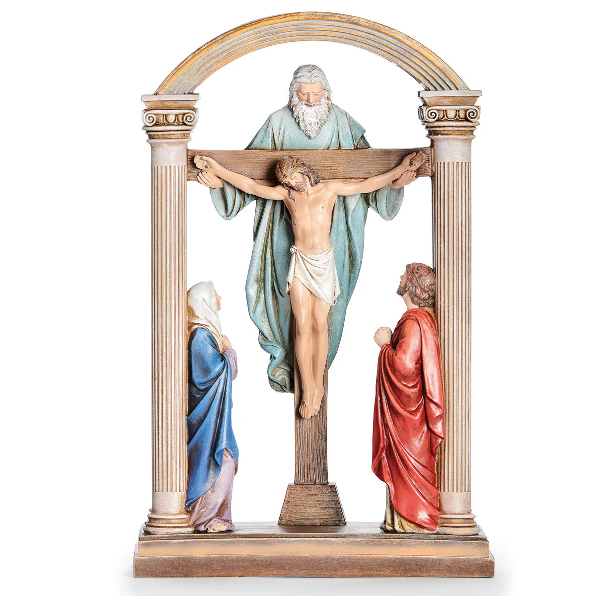 FIGURA DE ESCENA DE CRUCIFIXIÓN DE 10.75" DE ALTO, COLECCIÓN RENACENTISTA