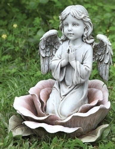 ANGEL KNEELING IN ROSE GARDEN STATUE | ANGEL ARRODILLADO EN UNA ROSA ESTATUA DE JARDIN