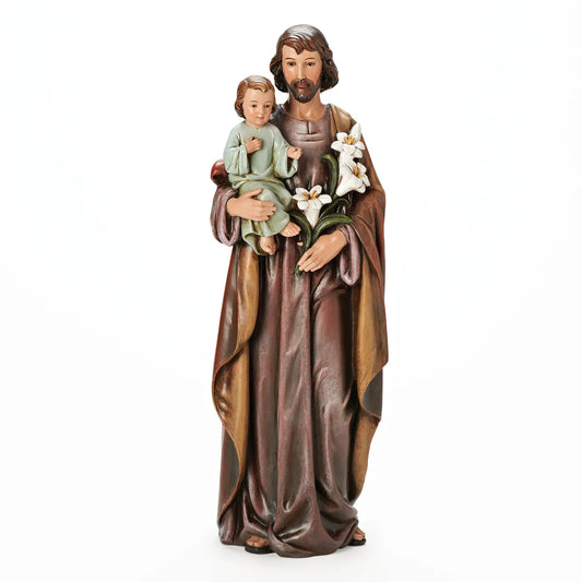 FIGURA DE SAN JOSÉ Y EL NIÑO JESÚS DE 10" DE ALTO, COLECCIÓN RENACENTISTA