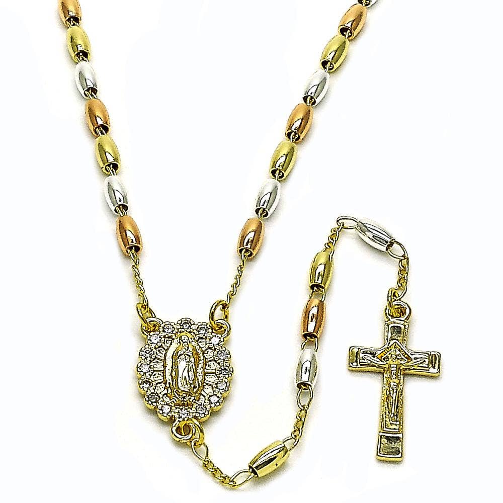 18K GOLD LAYERED TRICOLOR ROSARY PENDANT: OL GUADALUPE