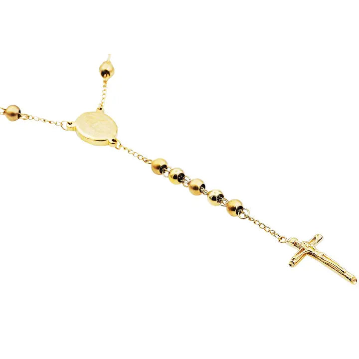 Men's Gold Stainless Steel Rosary Necklace