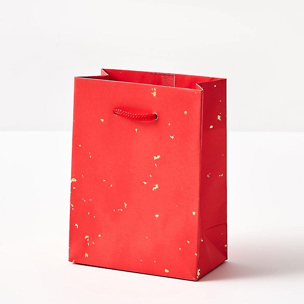 GOLD FLECK ON RED GIFT BAG