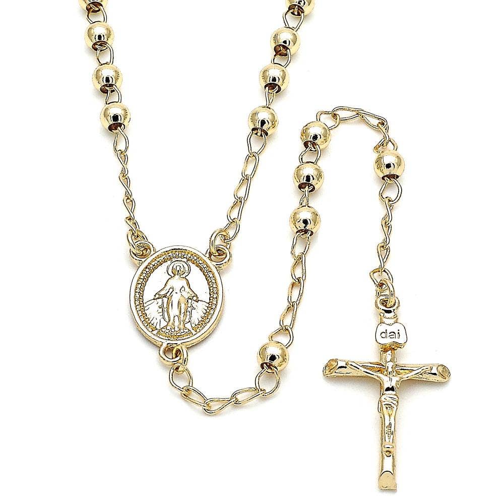 18K GOLD LAYERED ROSARY NECKLACE: OUR LADY OF GRACE