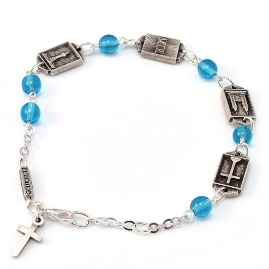 MEDJUGORJE DECADE BRACELET AQUA