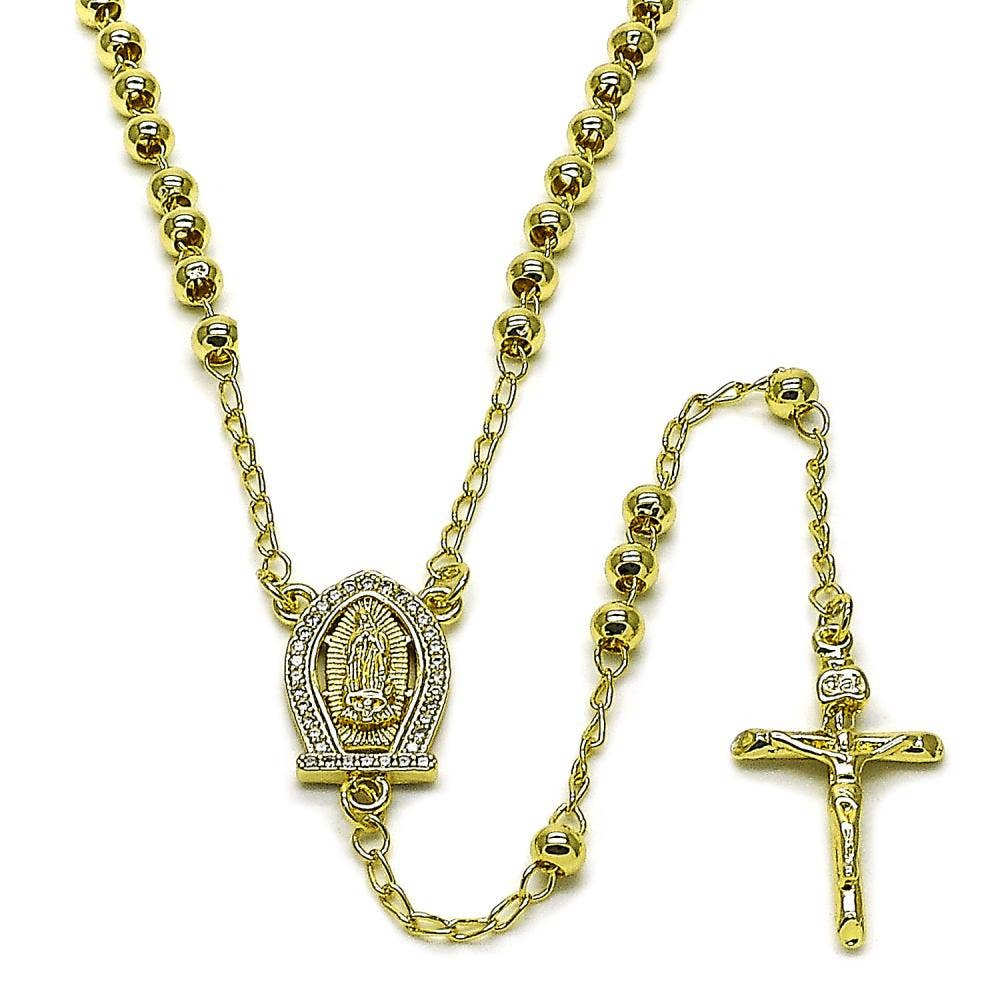 18K GOLD LAYERED ROSARY NECKLACE: OUR LADY OF GUADALUPE