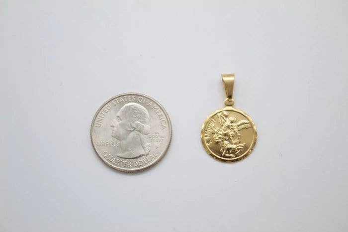18K GOLD LAYERED ST. MICHAEL PENDANT NECKLACE