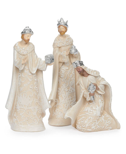 7-Pc Nativity Set W/ Angel Paper Cut Style 7.5"