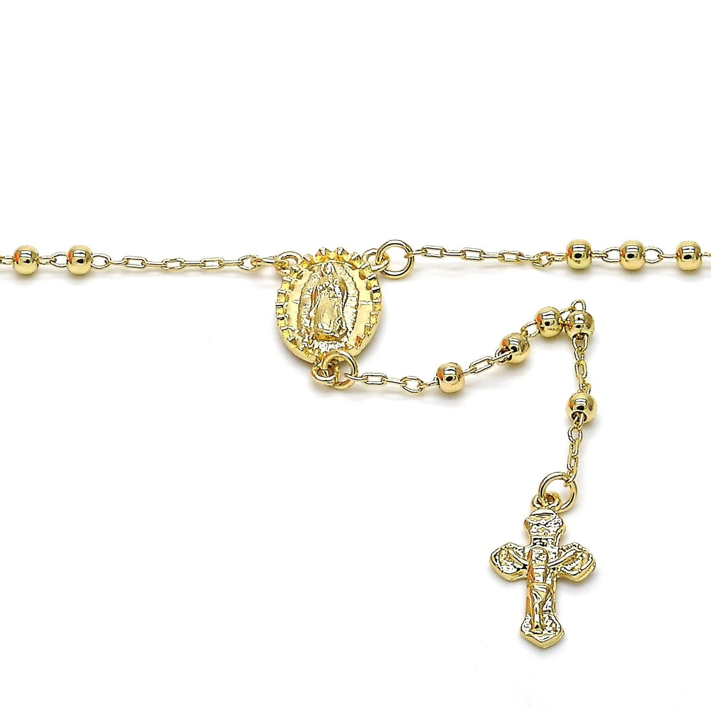 18K GOLD LAYERED ROSARY NECKLACE W/ OL GUADALUPE