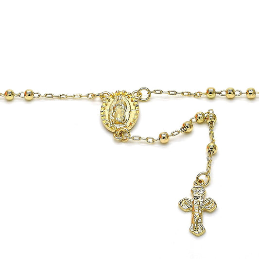 18K GOLD LAYERED ROSARY NECKLACE W/ OL GUADALUPE