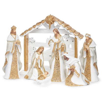7-Pc Elegant Nativity Set W/ Gold Accents
