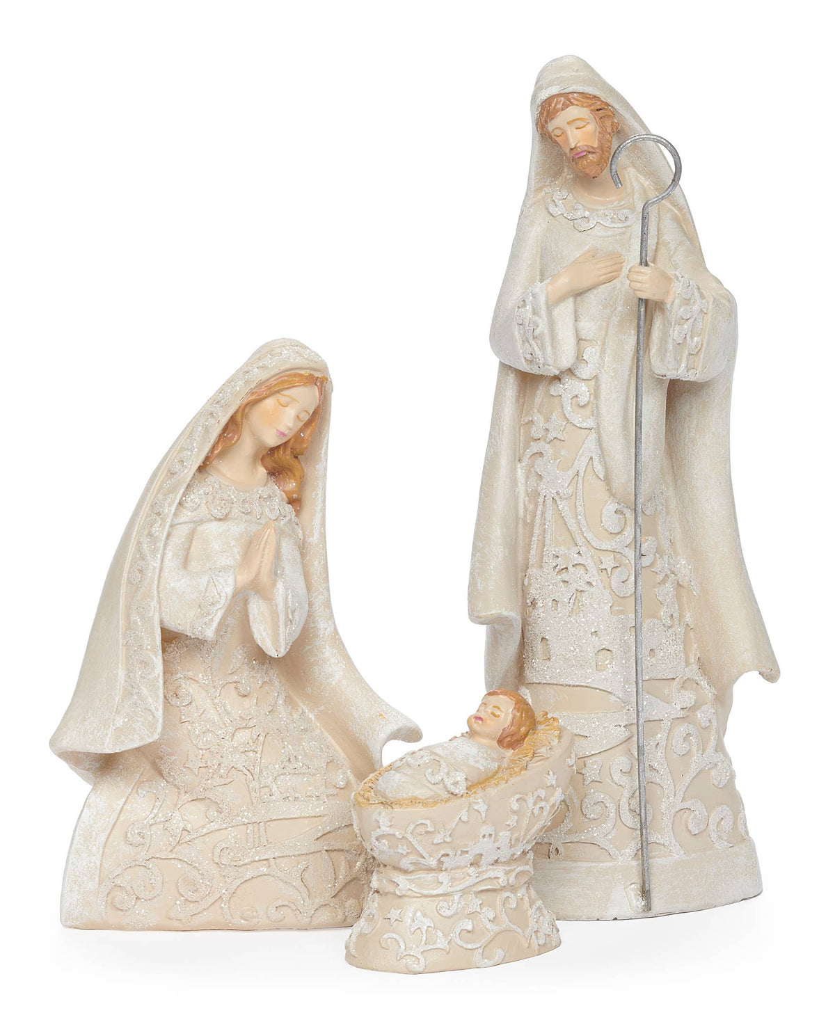 7-Pc Nativity Set W/ Angel Paper Cut Style 7.5"