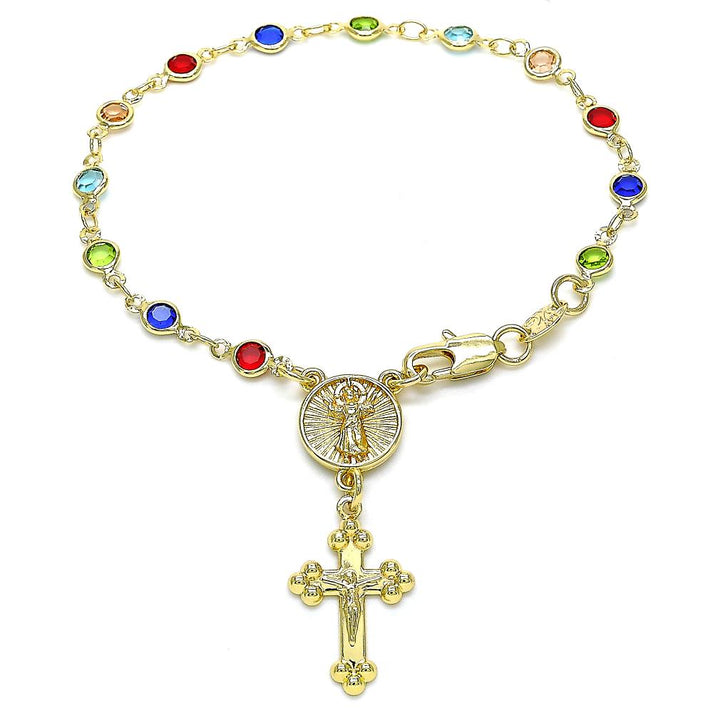 HOLY CHILD JESUS MULTICOLOR BRACELET 18k GOLD LAYERED