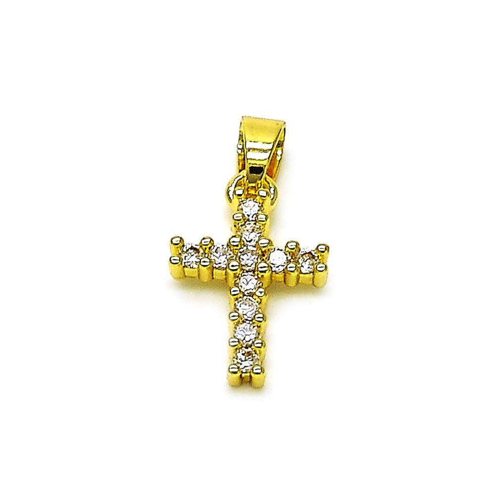 SMALL CROSS WHITE CUBIC ZIRCONIA PENDANT NECKLACE