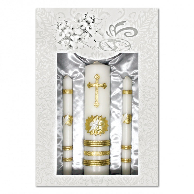 JUEGO DE VELAS DE BODA LATÓN ORO