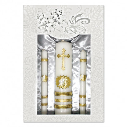 JUEGO DE VELAS DE BODA LATÓN ORO