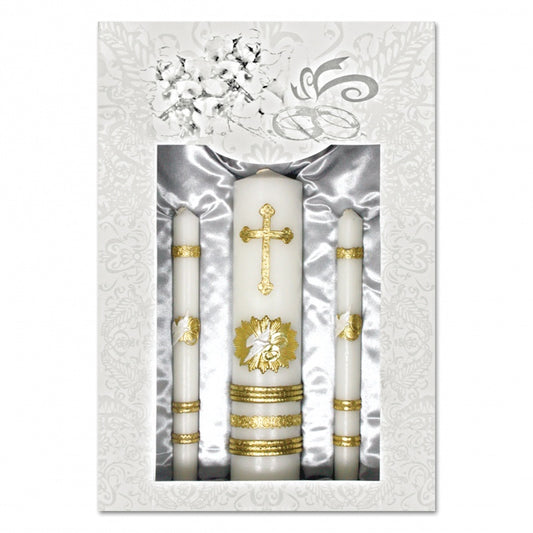 JUEGO DE VELAS DE BODA LATÓN ORO