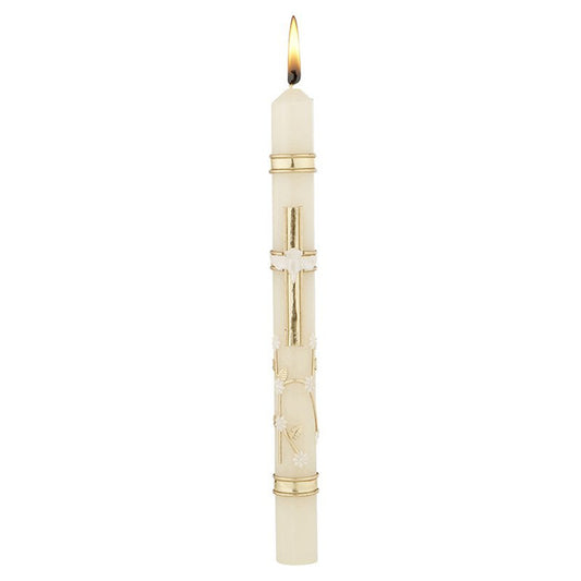 ORNATE DOVE BAPTISMAL CANDLE
