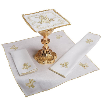 EMBROIDERED JERUSALEM CROSS LACE TRIM MASS LINEN GIFT SET (Copy)