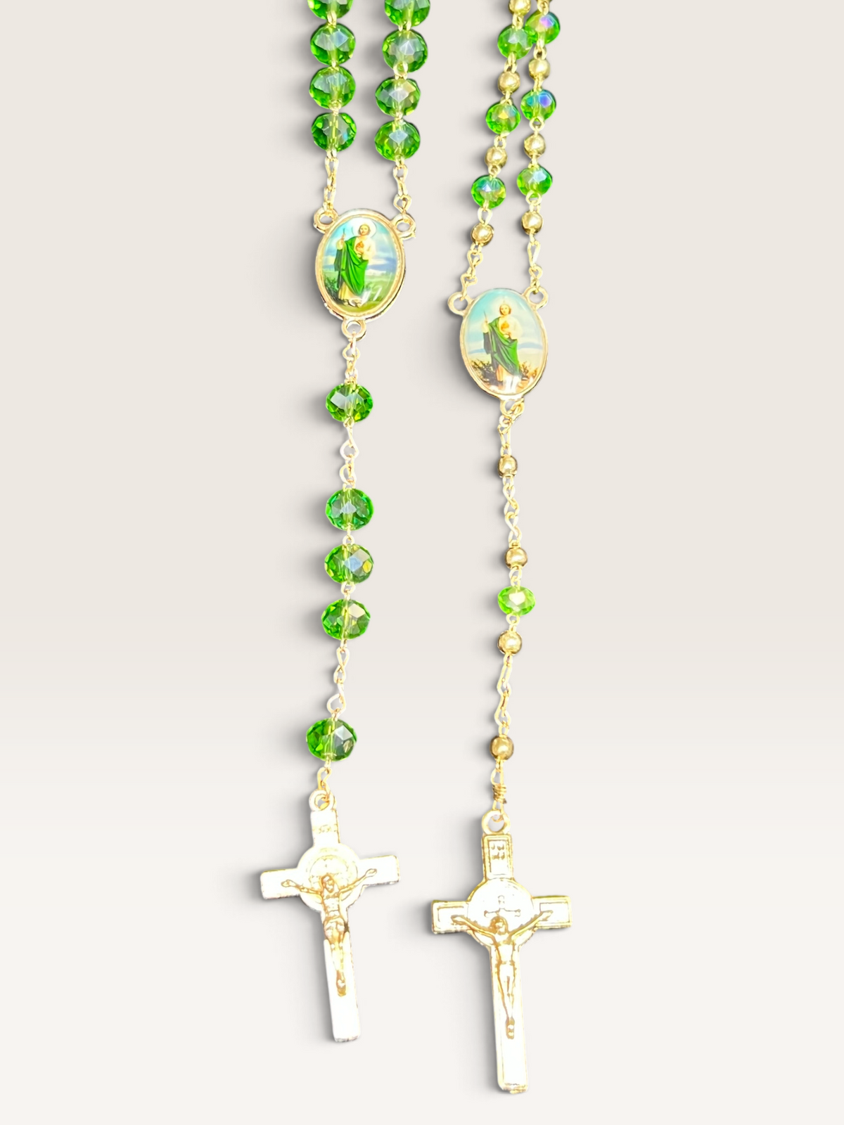 Green St. Jude Crystal Rosary