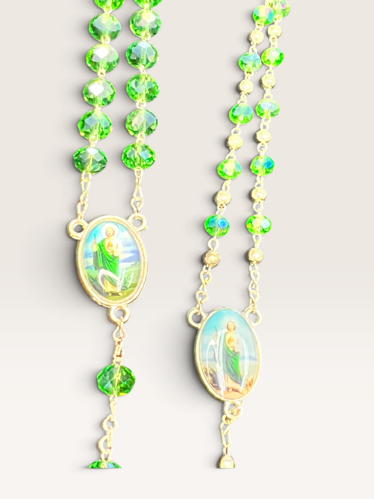 Green St. Jude Crystal Rosary